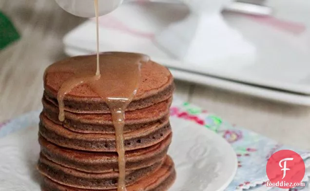 Chocolate Eggnog Baby Pancakes