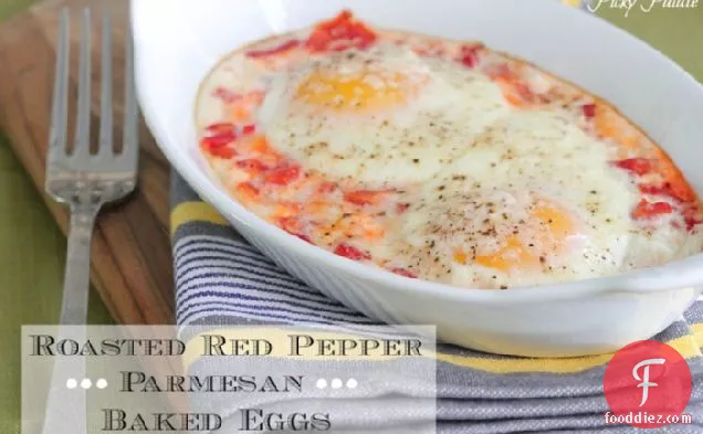 Roasted Red Pepper Parmesan Baked Eggs