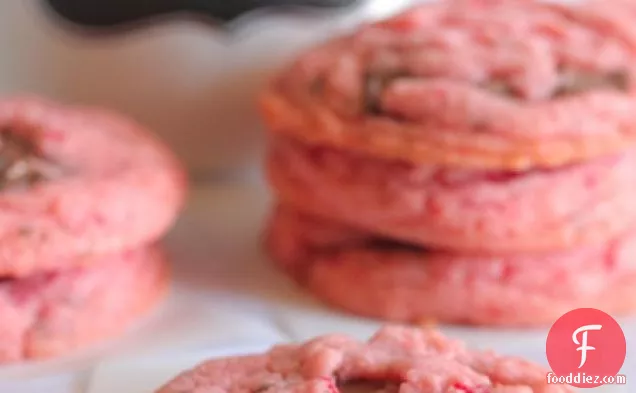 Pink Velvet Strawberry and Chocolate Chunk Cookies