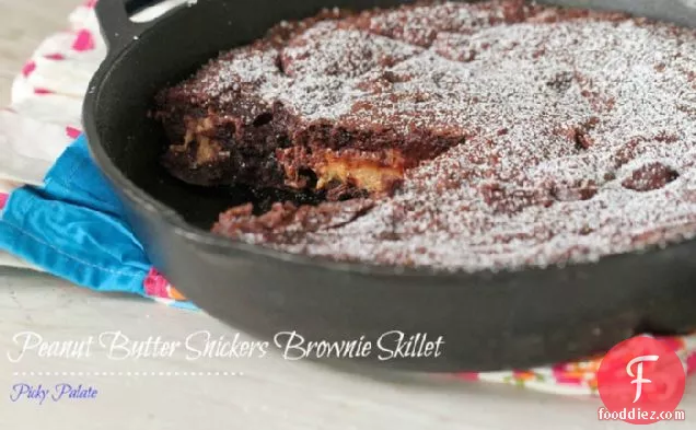 Peanut Butter Snickers Brownie Skillet