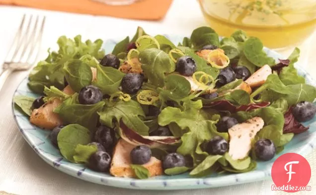 नींबू विनिगेट के साथ ताजा सामन ग्रीष्मकालीन सलाद