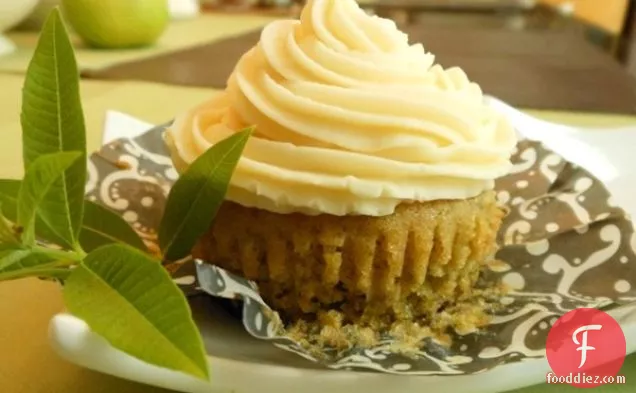 Lemon Verbena Vegan Cupcakes with Orange-Almond “Buttercream” Frosting