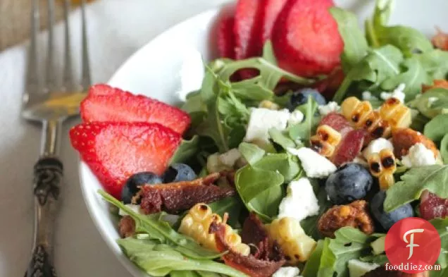 Charred Corn, Bacon and Berry Summer Salad