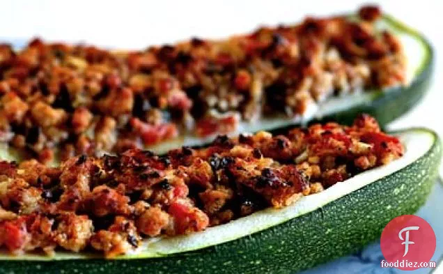 Stuffed Zucchini With Turkey Sausage