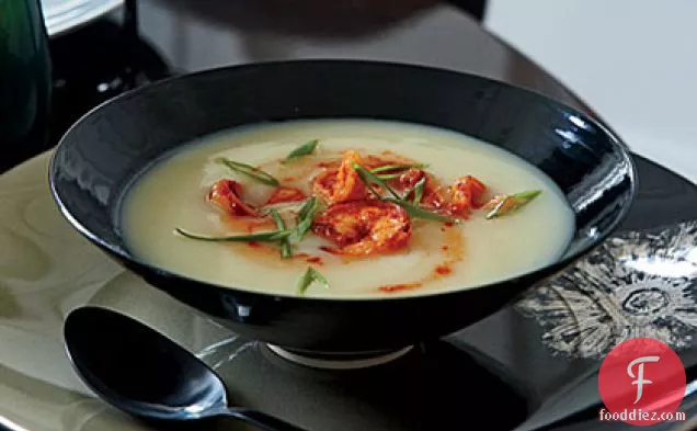 Potato Soup with Spicy Shrimp