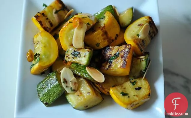 Zucchini And Summer Squash With Chili, Mint And Toasted Almonds