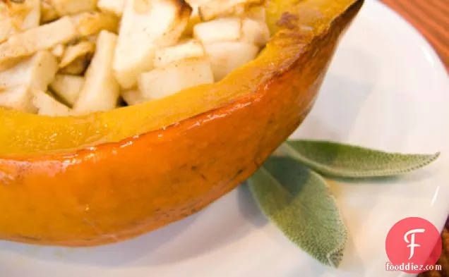 Roasted Acorn Squash With Apples, Nuts, And Sage