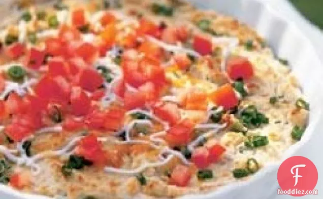 Tomato Topped Cheese and Bean Dip