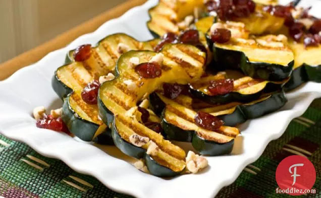 A Panini Press Thanksgiving…Grilled Acorn Squash with Cranberry-Ginger Maple Syrup