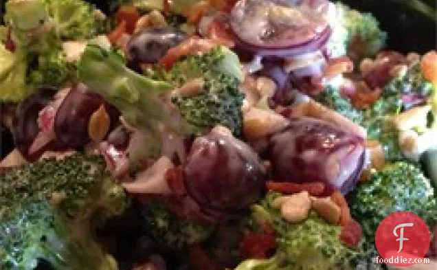 Broccoli Salad with Red Grapes, Bacon, and Sunflower Seeds