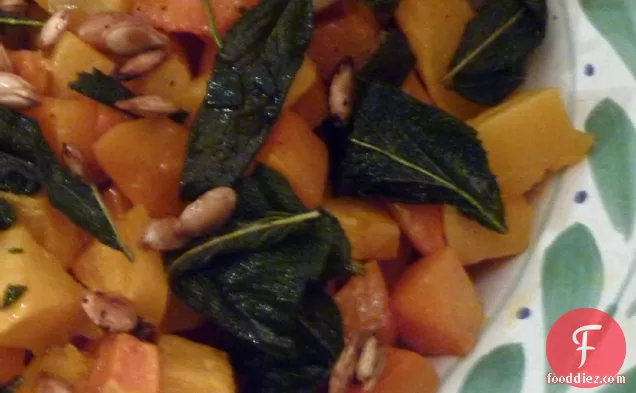 Roasted Butternut Squash With Fried Sage And Spiced Seeds