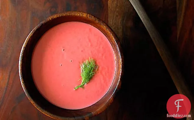 Chilled Beet & Fennel Soup with Norwegian Snøfrisk Cheese