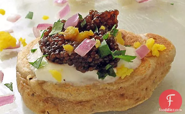 Buckwheat Blini & Caviar with Traditional Accompaniments