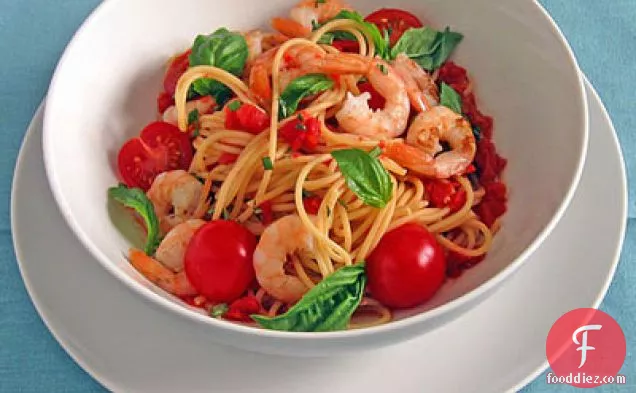 Two-Tomato Pasta with Basil & Spicy Shrimp