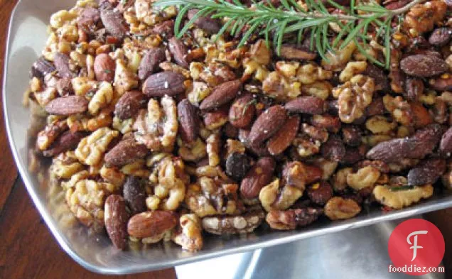 Spicy Nuts with Fried Garlic, Shallots & Rosemary