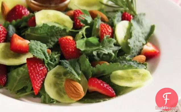 Baby Kale Strawberry Salad with Rosemary Balsamic Vinaigrette