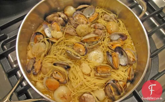 Spaghetti with Clams, Cipollini Onions, Garlic & Colatura di Alici