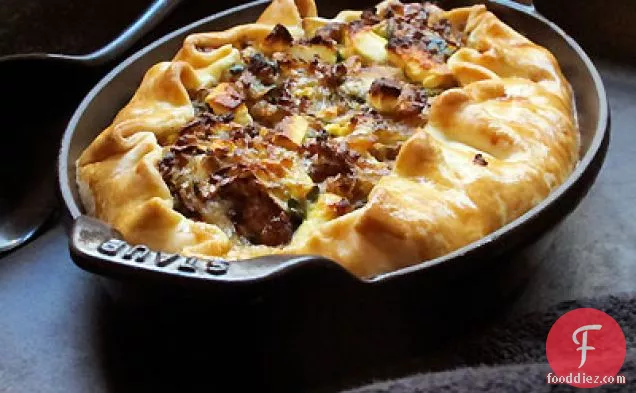 Sweet Sausage Cabbage Pie with Dill & Feta