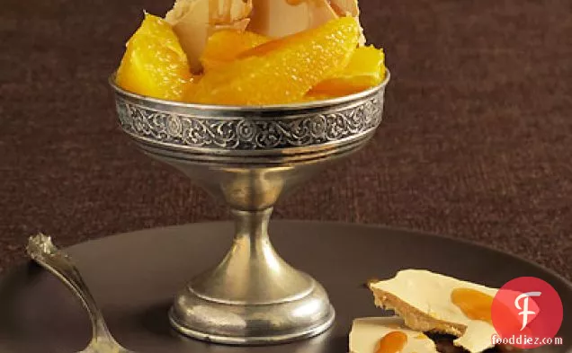 White Balsamic Macerated Oranges with Balsamic-Meringue & Caramel