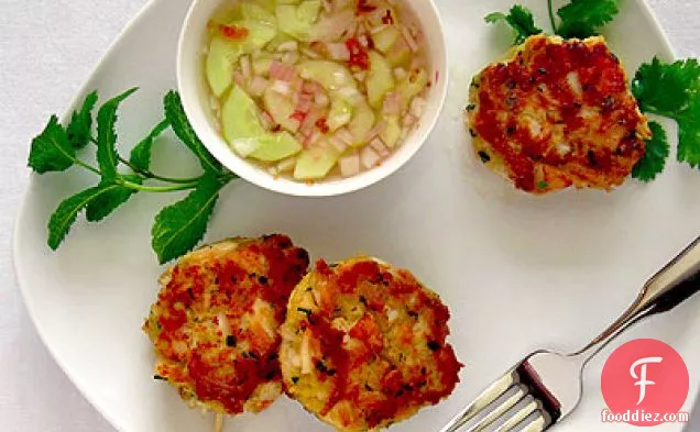 Lemongrass Crab & Scallop Cakes with a Spicy Cucumber Dipping Sauce