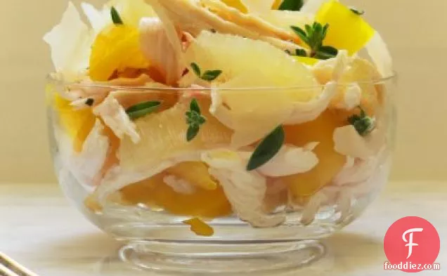 Roast Chicken Salad with Yellow Bell Pepper & Lemon Slices