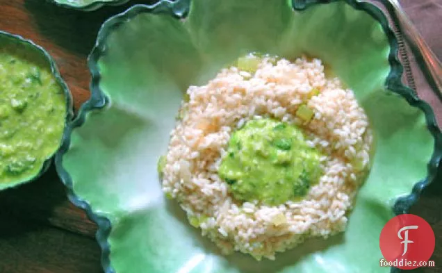 White Risotto with Fava Puree
