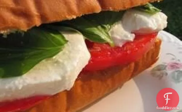 Basil, Tomato and Mozzarella Sandwich