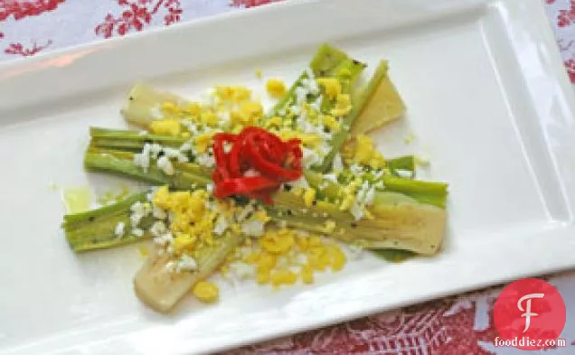 Chilled Leeks in Vinaigrette with Eggs Mimosa