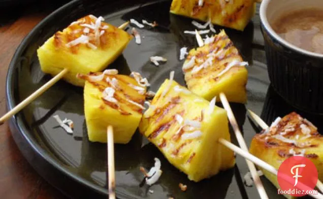 Grilled Pineapple Satays with Spiced Coconut Caramel