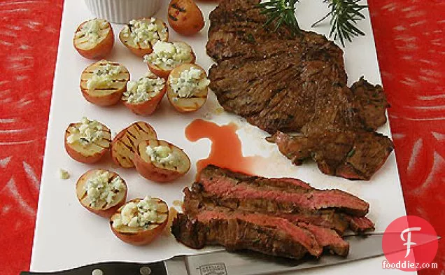 Worcestershire Grilled Skirt Steak with Blue Cheese Potatoes