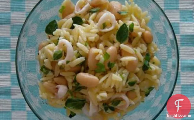 Mediterranean Orzo with White Beans and Calamari