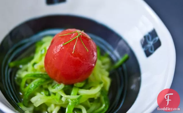 Poached Tomato With Zucchini “soba