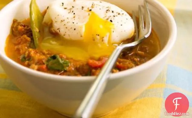 Curried Lamb Hash with Poached Egg