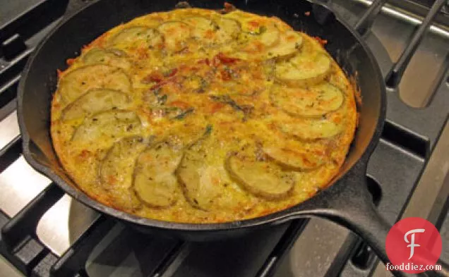 Frittata with Mustard Greens, Pancetta and Potatoes
