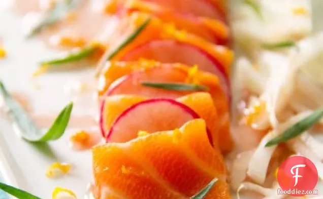 Salmon Belly Crudo with Fennel and Tangerine Gastrique
