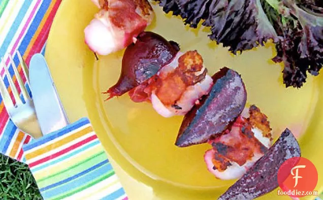 Scallop Kabobs with Beets & Prosciutto