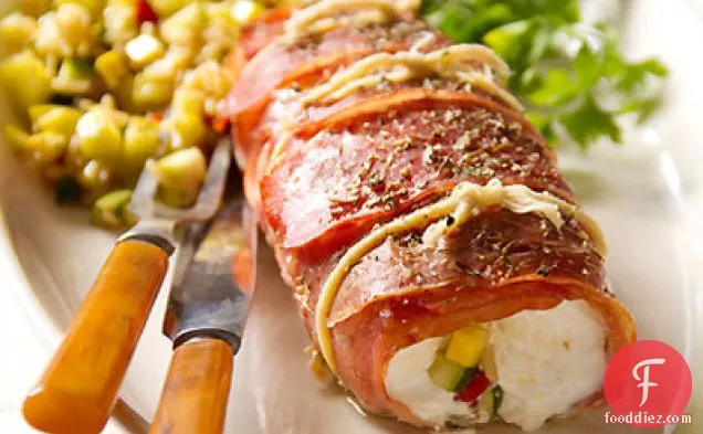 Prosciutto- Wrapped Halibut with Summer Squash