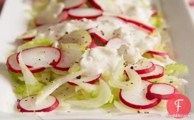 Celery, Fennel & Radish Salad with Homemade Blue Cheese Dressing