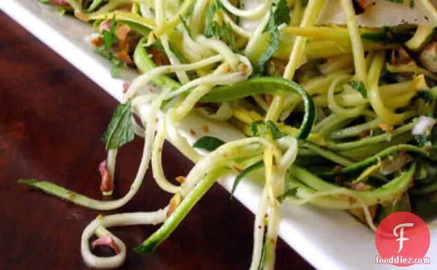 Zucchini “Linguine” with Pistachios and Mint