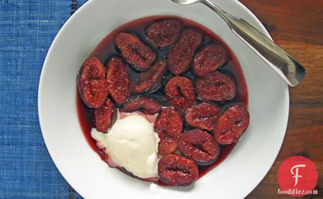 Lambrusco-Poached Figs with Vanilla Bean Ice Cream
