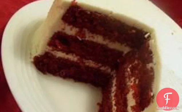 माँ के हस्ताक्षर लाल मखमल केक
