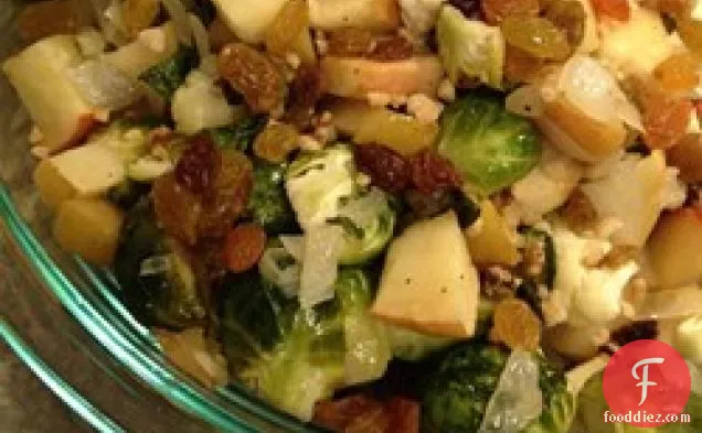 Roasted Brussels Sprouts with Apples, Golden Raisins, and Walnuts