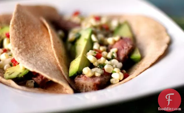 Simple Steak Soft Tacos With Sweet Corn Salsa