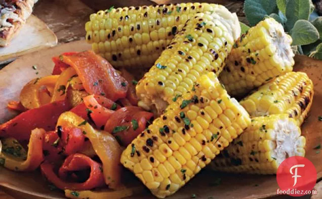 Grilled Sweet Peppers And Corn