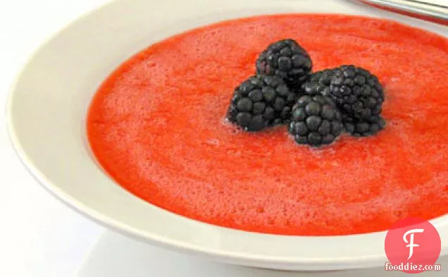 Plum Soup with Tarragon and Blackberries