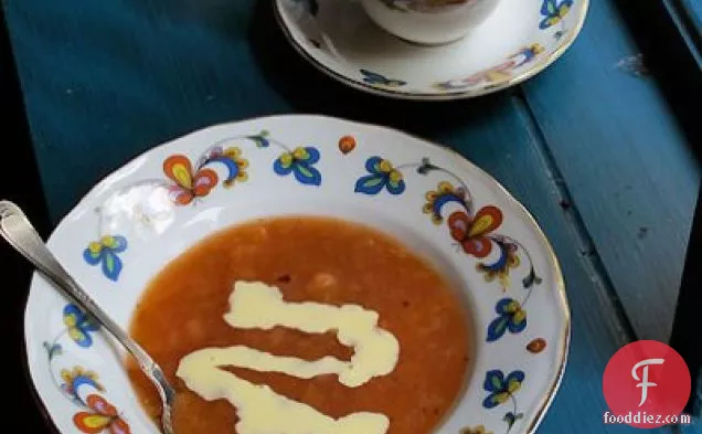 Norwegian Plum Porridge with Vanilla Sauce