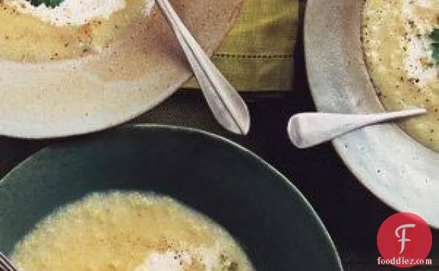 Joan Munson's Sweet White Corn Soup With Poblano Puree Recipe