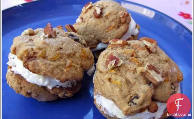 Carrot Cake Cookies with Pineapple Cream Cheese Filling
