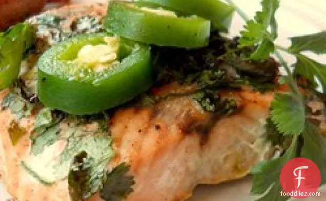 Grilled Salmon with Cilantro Sauce