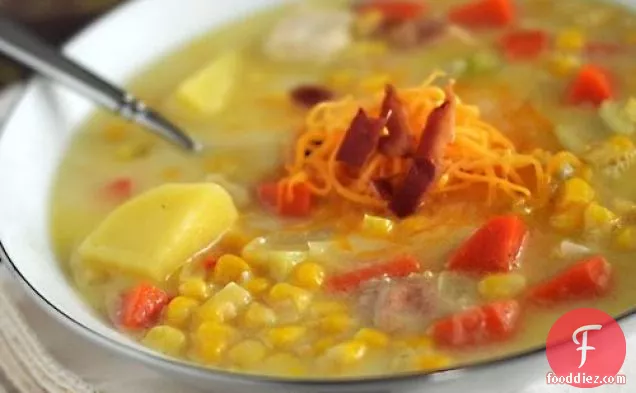 Corn And Veggie Chowder With Chicken (adapted And Inspired From